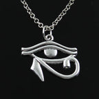 New Fashion Ancient Egypt Eye Of Horus Pendants Round Cross Chain Short Long Mens Womens Silver Color  Necklace Jewelry Gift