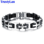 Classic Men's Cross Bracelets 316L Stainless Steel Silicone Bracelet for Man Male Jewelry Friendship Men's Bangles On
