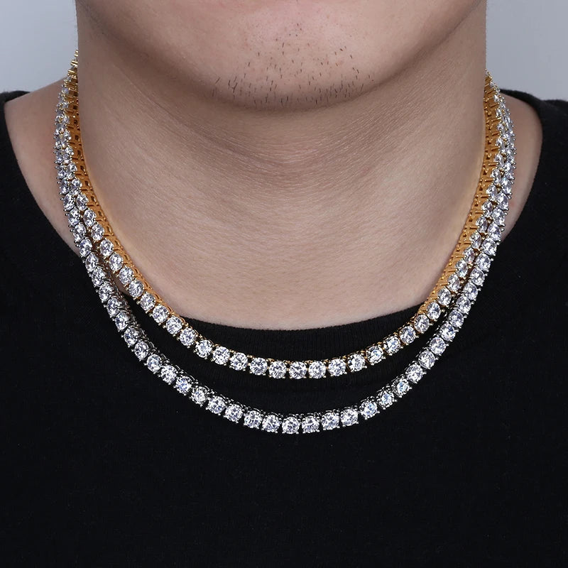 TOPGRILLZ 5MM  Iced Out Bling AAA Zircon 1 Row Tennis Chain Necklace Men Hip hop Jewelry dropshipping