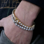 3mm-10mm Mens/Women AAA+ Cubic Zirconia Tennis Bracelet Hip Hop Jewelry Iced Out 1 Row Gold Color CZ Charms Bracelet For Gifts