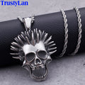 Punk Rocker Gothic Skeleton Skull Pendant Necklace For Man Cool 316L Stainless Steel Biker Jewelry On Neck Jewelry