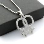 2024 Fashion LGBT Gay Pride Rainbow Girl Boy Symbol Necklaces Pendant Stainless Steel Necklace Men Jewelry