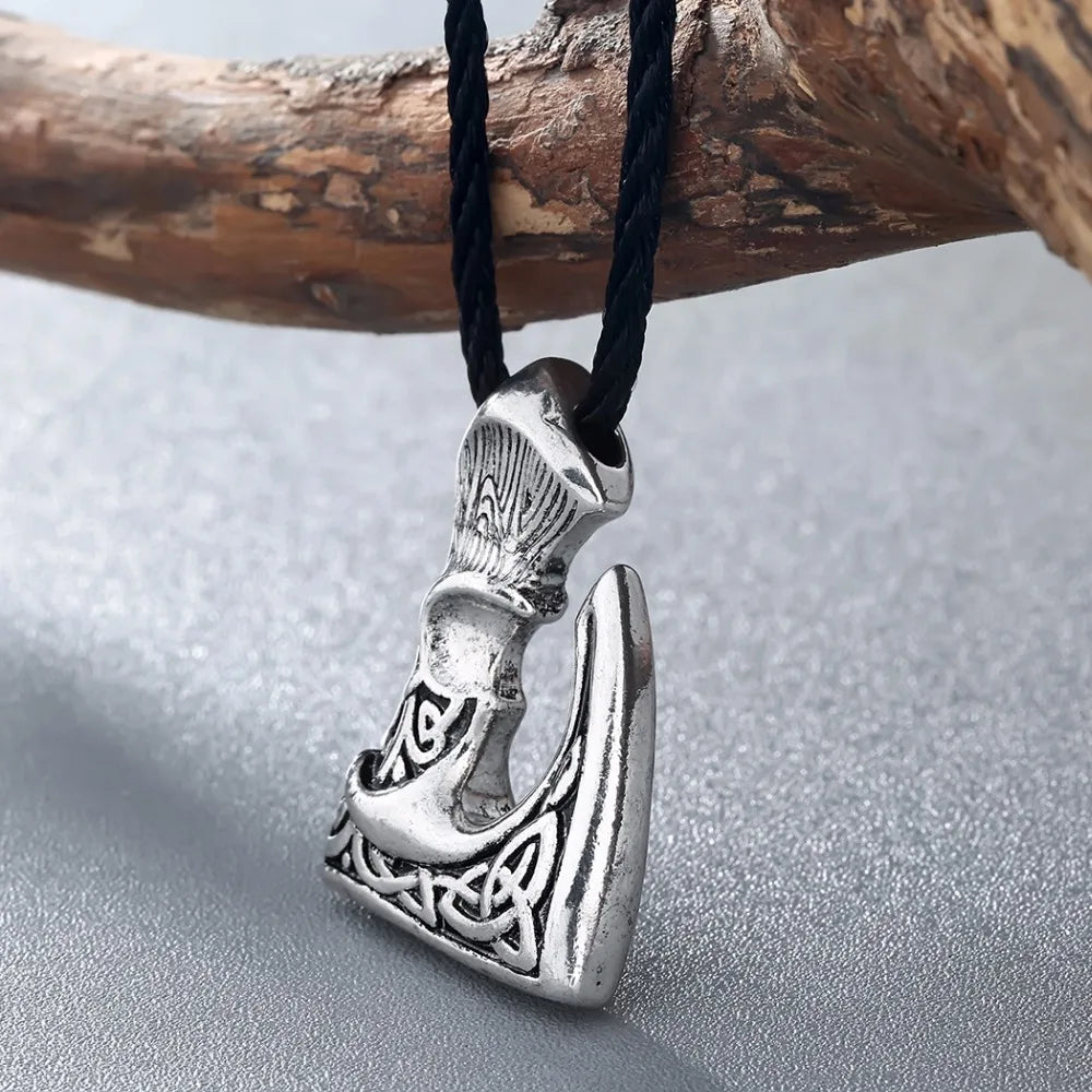 Kinitial Antique Bronze Color Slavic Perun Big Axe Pendant Necklace Jewelry Viking Slavic Necklaces fit for Men's