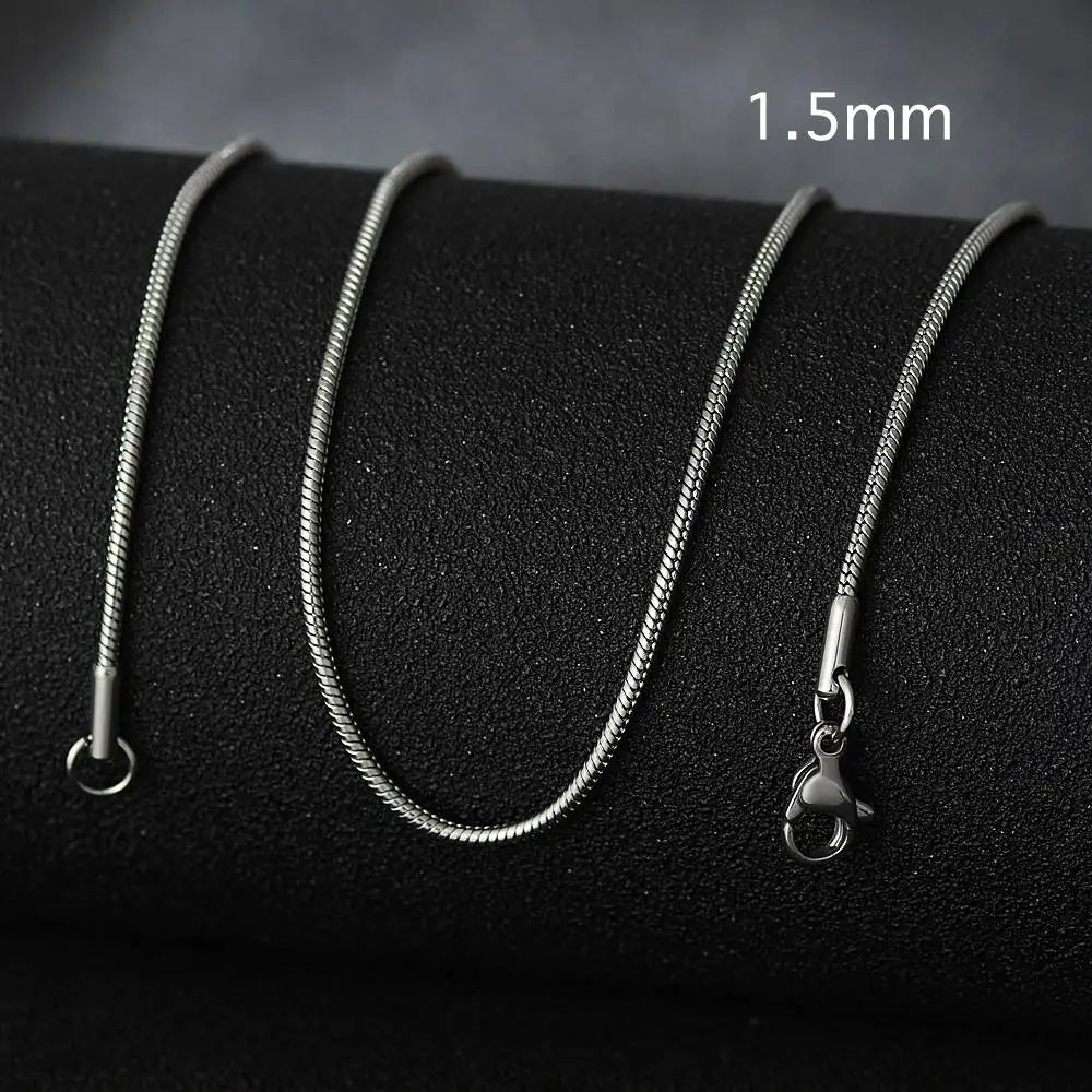 50cm New Fashion Stainless Steel Chain 1.2-3mm Silver Color Rose Gold Necklace Jewelry Vacuum Plating Accessories Chokers Collar