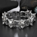 Wolf Head Bicycle Chain Link Bracelet for Men — Stainless Steel