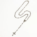 4mm Stainless Steel Necklace, Little Rosary Lady Jewelry Rosary Necklace Lady Jewelry Necklace Jesus Cross Necklace