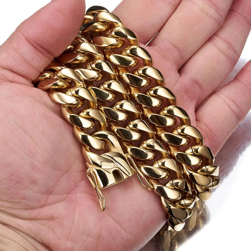 6mm-22mm wide 316L Stainless Steel Cuban Miami Chains Necklaces Big Heavy Round Link Chain for Men Hip Hop Rock jewelry