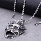 Punk Rocker Gothic Skeleton Skull Pendant Necklace For Man Cool 316L Stainless Steel Biker Jewelry On Neck Jewelry