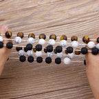 XQNI New Classic Interlocking Stitching Lava & Matte Onyx Stone with Crown Accessories Beads Bracelet Hand Jewelry For Women Men