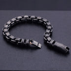 Solid Black Stainless Steel Men Bracelet Vintage Jewelry 9MM Wide Chain Link Friendship Men's Bracelets & Bangles For