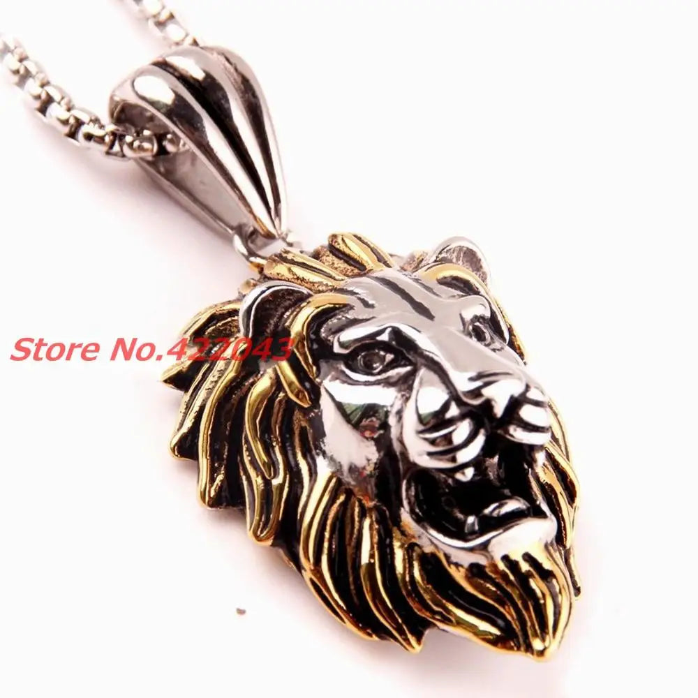 Lion Head Pendant — Two-Tone Stainless