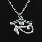New Fashion Ancient Egypt Eye Of Horus Pendants Round Cross Chain Short Long Mens Womens Silver Color  Necklace Jewelry Gift