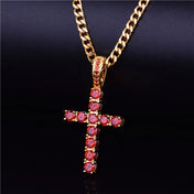 Bubble Letter Cross Pendant Necklace — Gold