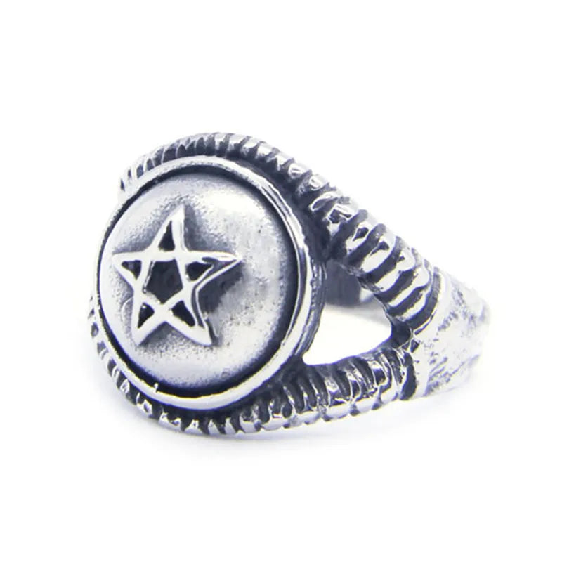 Pentagram Dome Ring for Men — 316L Stainless Steel