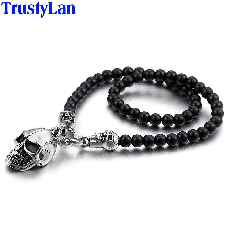 Punk Rock Stainless Steel Skull Men's Necklaces & Pendants 47/60/75CM Long Black Non-Mainstream Necklace Jewelry For
