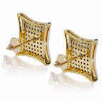 Men's Hip Hop Stud Earring Gold Color Copper Material Micro Pave Rhinestone Bling Ice Out Square Earring Men Rock