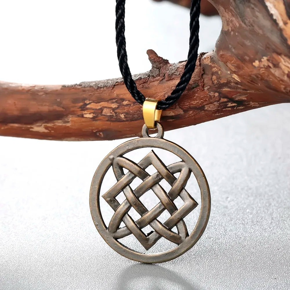 Kinitial Punk Slavic Virgin Lada Star Pendant Necklace Slavic Lada Amulet Knot Pendant Choker Necklaces Rope Chain