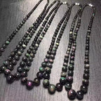 Fine Rainbow Eye Black Natural Obsidian Stone Necklace Round Bead Tower Chain Necklace for Women Men Fashion Jewelry JoursNeige