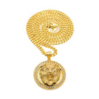 Iced Out Lion Head Pendant — Gold