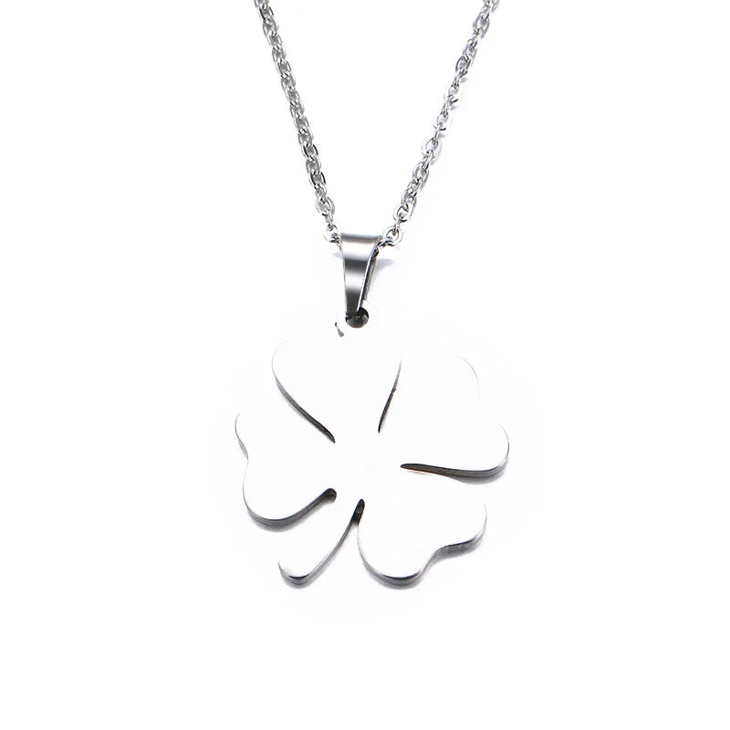 DOTIFI Stainless Steel Necklace For Women Man Lover's Clover Gold Color Pendant Necklace Engagement Jewelry