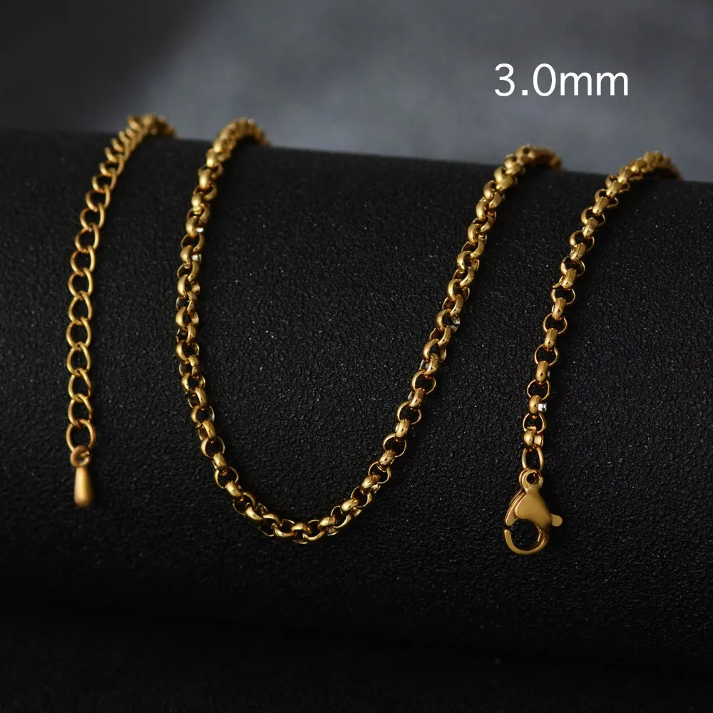 50cm New Fashion Stainless Steel Chain 1.2-3mm Silver Color Rose Gold Necklace Jewelry Vacuum Plating Accessories Chokers Collar