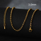 50cm New Fashion Stainless Steel Chain 1.2-3mm Silver Color Rose Gold Necklace Jewelry Vacuum Plating Accessories Chokers Collar