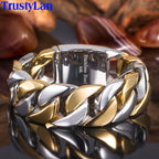 Massive 12/23MM Wide Curb Link Chain Men's Bracelets & Bangles In 316L Stainless Steel Strap Hand Bands for Man Mannen
