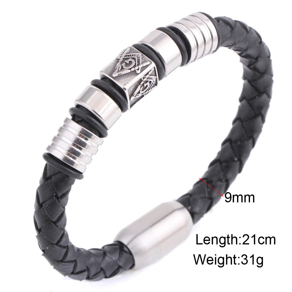 Stainless steel men's bracelet, European and American Freemasonry Logo magnet titanium steel bracelet souvenir