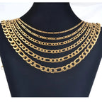 1 piece 8-40 Inches Gold Color Figaro Chain Necklace 3-7.5MM Stainless Steel Figaro Link Chain for Men Women