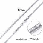 Vnox 3-6MM Tone Snake Cocoon Curb Link Flat Box Wheat Chains Stainless Steel Men Necklace Choker Jewelry 24 inch