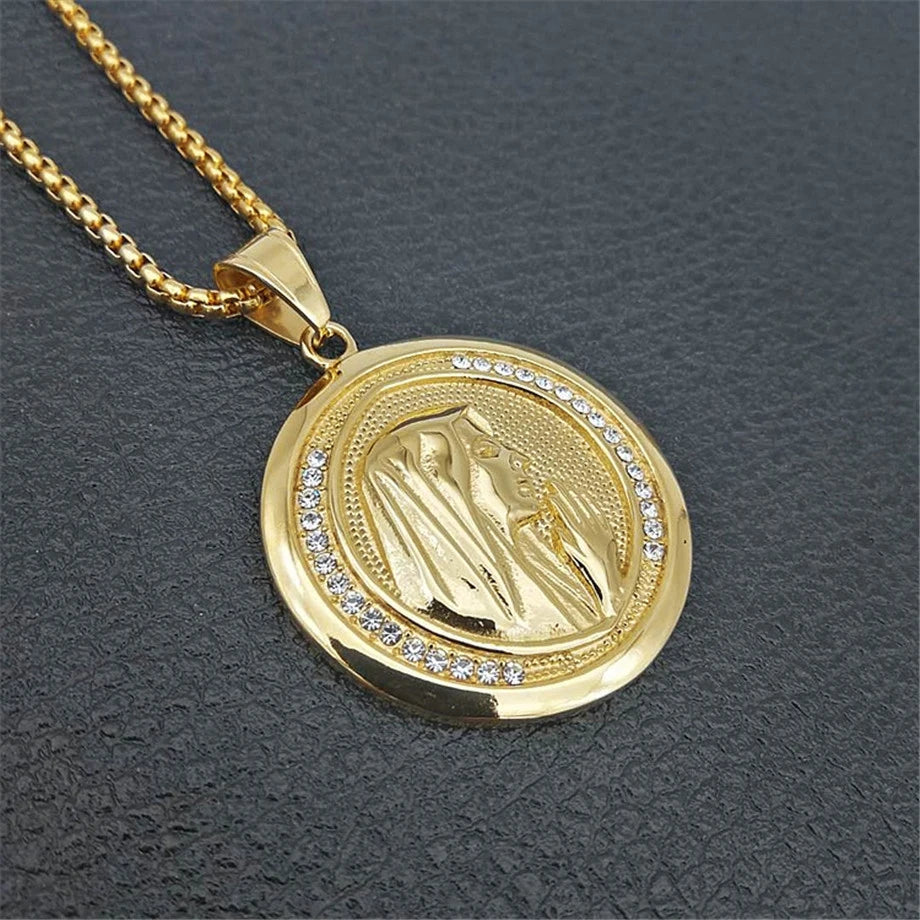 New Catholic Religious Jewelry Virgin Mary Pendants Gold Color Stainless Steel Madonna Collier For Women 2020 Necklace