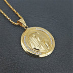 New Catholic Religious Jewelry Virgin Mary Pendants Gold Color Stainless Steel Madonna Collier For Women 2020 Necklace
