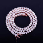 Bubble Letter 1 Row Tennis Chain Zircon Necklace Hip Hop Jewelry Gold Color Copper Material Men Rock Link 18inch 20inch