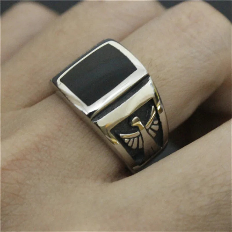 Flying Eagle Biker Ring — Stainless Steel