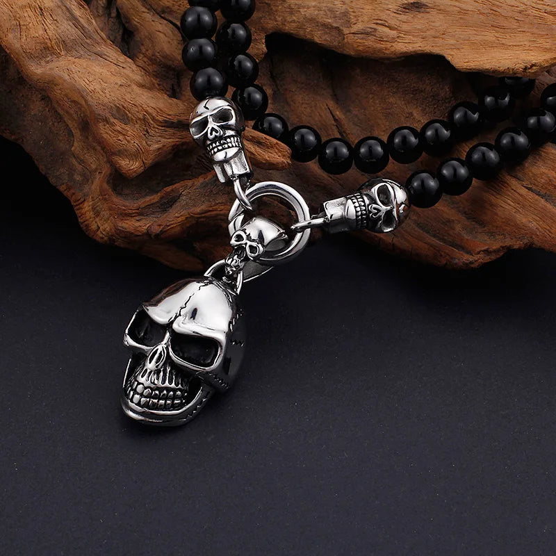 Punk Rock Stainless Steel Skull Men's Necklaces & Pendants 47/60/75CM Long Black Non-Mainstream Necklace Jewelry For