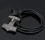 Leather Adjustable Viking Odin Raven Thors Mjolnir Hammer Viking Amulet Hammer Scandinavian Norse Bracelet for Men