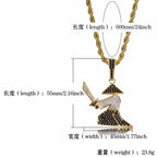 Micro Paved CZ Rhinestone Bling Ice Out Hats Samurai Oriental Warrior Pendants Necklaces for Men Hip Hop Rapper Jewelry