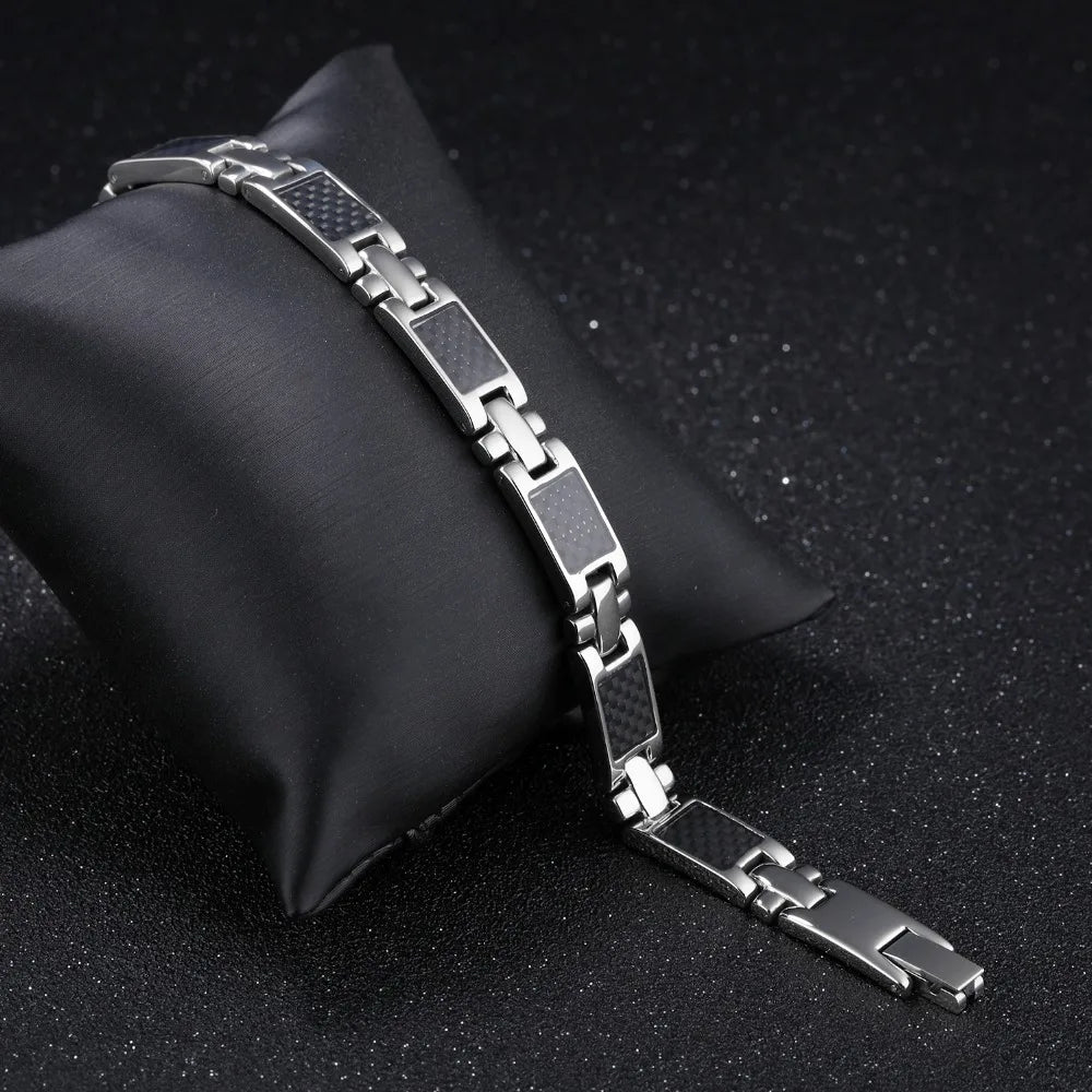 9MM Wide Power Increase Magnetic Therapy Men's Bracelets Jewelry Black Stainless Steel Health Care Boys Bracelet Gifts