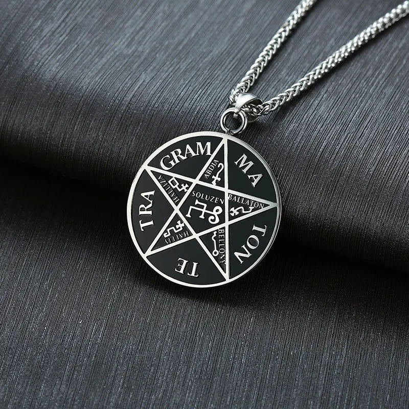 Tetragrammaton Solomon Pentagram Necklace — Stainless Steel