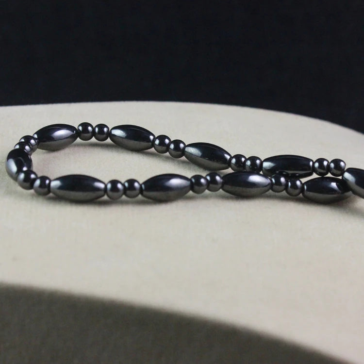 Magnetic Hematite oval beads Necklace Beaded Health Necklace Gift for Men and Women 6x12mm