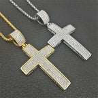 Iced Out Chain Big Cross Pendant Necklace Stainless Steel CZ Cross Necklaces Bling Cubic Zircon Men's Hip Hop Jewelry XL1134