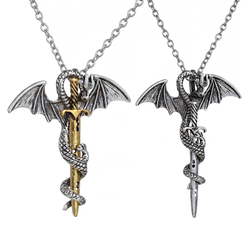 Dragon Cross Pendant Necklace — Vintage