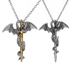 Dragon Cross Pendant Necklace — Vintage