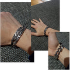 17MM Wide On Hand Cuban Link Chain Bracelet for Man Retro Stainless Steel Men's Cross Bracelets Cool Male Jewelry