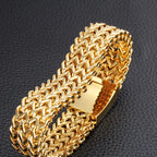 Gold Color Stainless Steel Bracelet Men 18MM Double Row Franco Curb Chain Men's Bracelets & Bangles Mannen Armband
