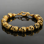 Gothic Stainless Steel Ghost Skull Heads Beads Bracelet for Men 8MM Natural Stone Men‘s Beaded Bracelets Rock Skeleton