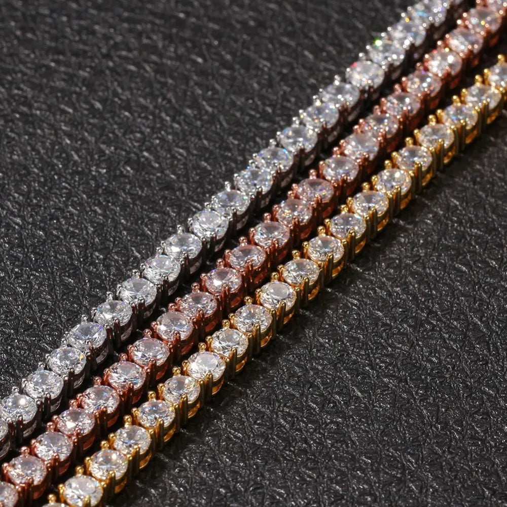 TBTK Fashion 3mm/4mm/5mm One Row Iced Out Chain AAA Zirconia Tennis Bracelet Hiphop Charms Wrist Luxury Jewelry