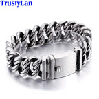 22MM Stainless Steel Chain Men‘s On Hand Chain Wrist Bracelets Biker Jewelry Bracelets For Man Mannen Armband Gift For