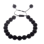 Black CZ Pave Ball Beaded Bracelet for Men — Adjustable Weave