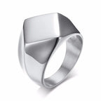 Square Flat Top Signet Ring — Stainless Steel